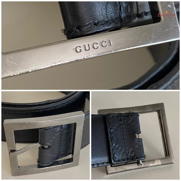 Authentic Gucci Black Monogram Guccissima Leather Silver Buckle Belt 100/40 - Picture 2 of 12
